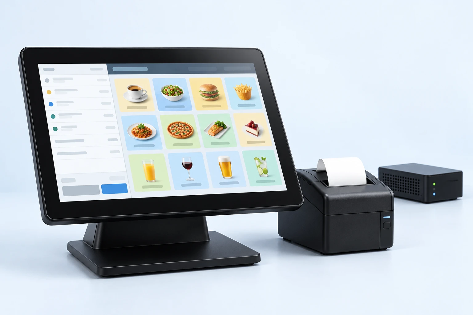 Touch-Kassensystem mit Bondrucker – illustrative Produktdarstellung